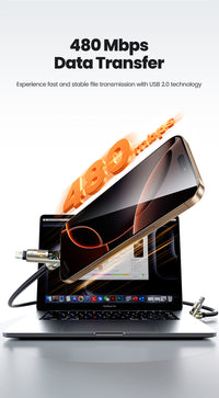 4 in 1 Interface 240W Fast Charging Cable with Zinc Alloy Liquid Silicone Wire Body Colorful RGB Light Laptop Charging