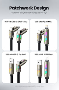 High Quality 4-in-1 240W Fast Charging Cable (Black) – 2m RGB