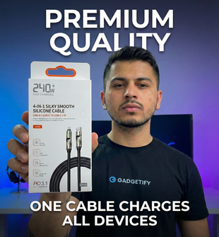 High Quality 4-in-1 240W Fast Charging Cable (Black) – 2m RGB