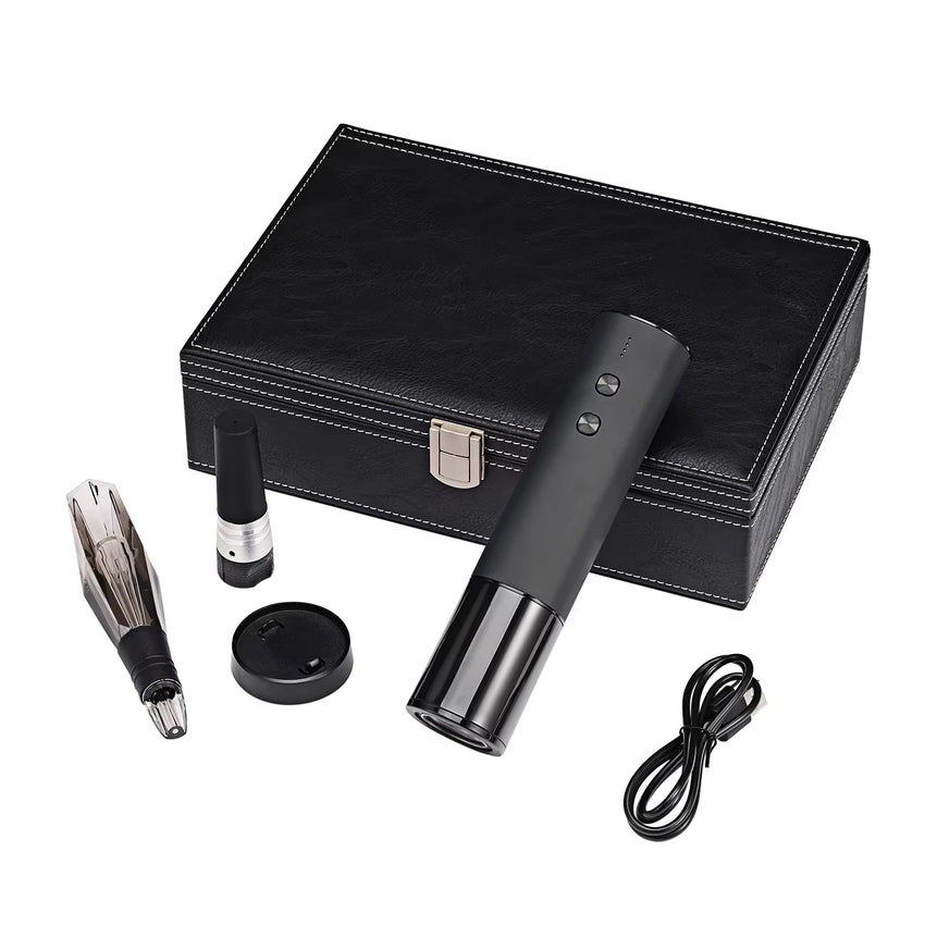 Luxury Leather box Electric Wine Opener Gift Set New Arrival Portable Rechargeable Wine Tools