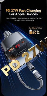 105W Car Charger Adapter Car Mobile Phone Charging Retractable Car Charger