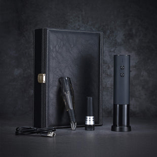 Luxury Leather box Electric Wine Opener Gift Set New Arrival Portable Rechargeable Wine Tools