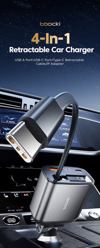 105W Car Charger Adapter Car Mobile Phone Charging Retractable Car Charger