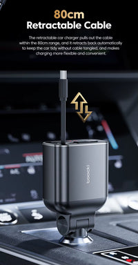 105W Car Charger Adapter Car Mobile Phone Charging Retractable Car Charger