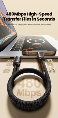 Megnatic 240W Fast Charge Cable with Braided Nylon and Universal Compatibility