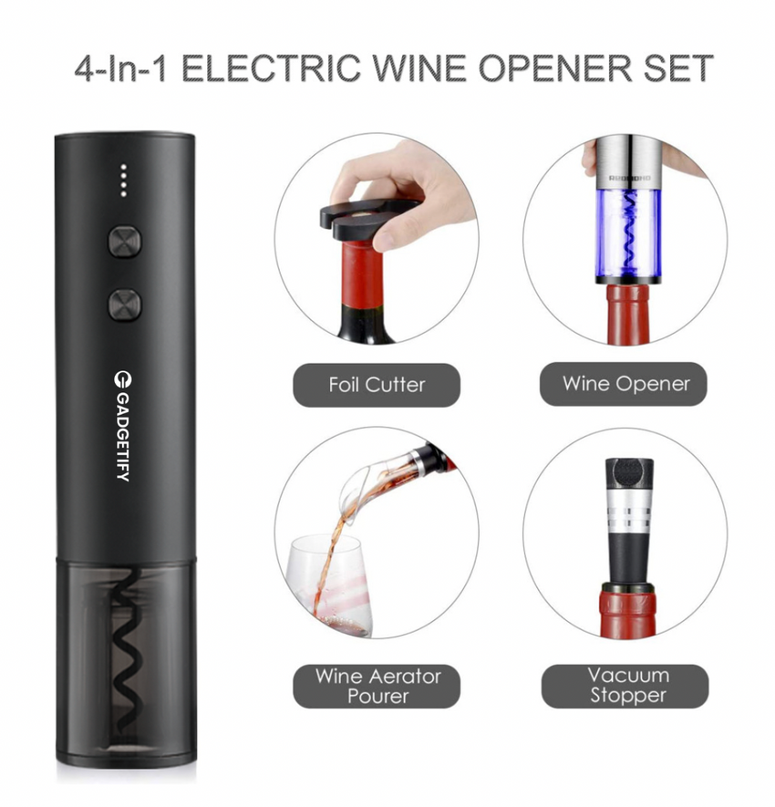 Premium Electric Wine Opener Set with Leather Gift Box (Verified)