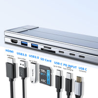 USB C Laptop Docking Station Stand, 8 in 1 USB C Hub with 4K HDMI, 2 USB 3.0, PD 100W, Universal Dock Station for MacBook Pro/Air/Dell/HP/Surface/Lenovo