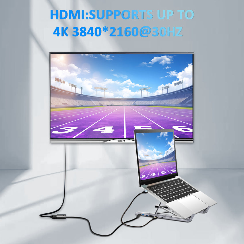 USB C Laptop Docking Station Stand, 8 in 1 USB C Hub with 4K HDMI, 2 USB 3.0, PD 100W, Universal Dock Station for MacBook Pro/Air/Dell/HP/Surface/Lenovo