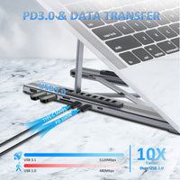 USB C Laptop Docking Station Stand, 8 in 1 USB C Hub with 4K HDMI, 2 USB 3.0, PD 100W, Universal Dock Station for MacBook Pro/Air/Dell/HP/Surface/Lenovo