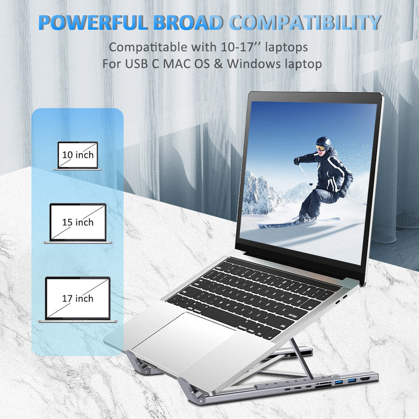 USB C Laptop Docking Station Stand, 8 in 1 USB C Hub with 4K HDMI, 2 USB 3.0, PD 100W, Universal Dock Station for MacBook Pro/Air/Dell/HP/Surface/Lenovo